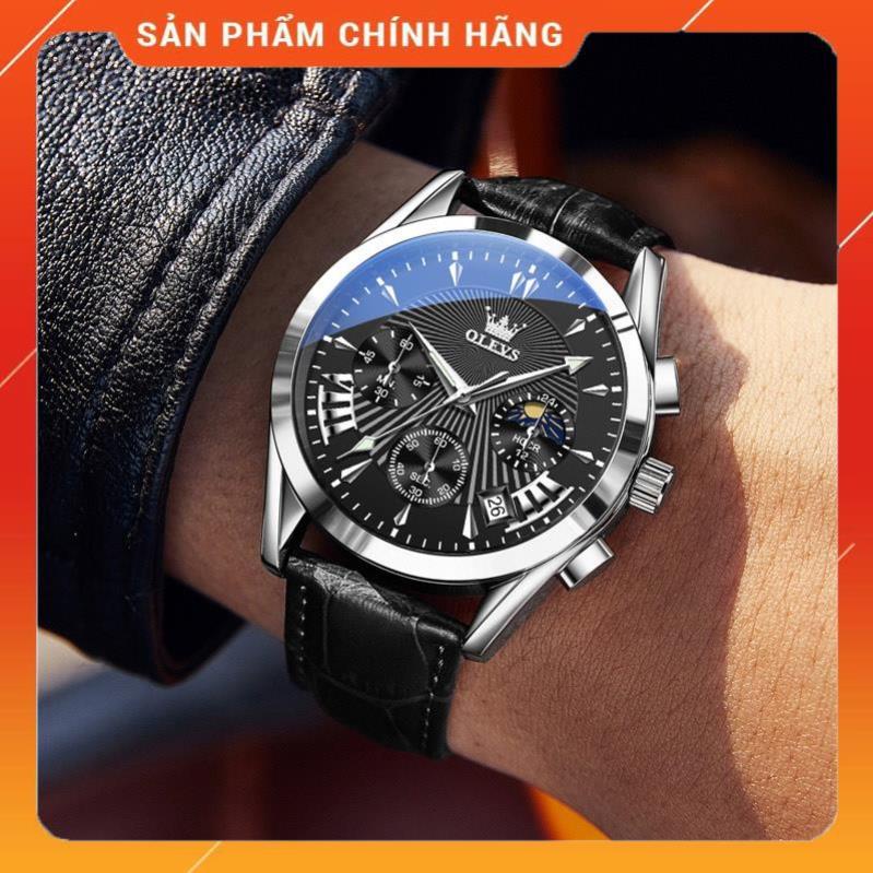Đồng hồ nam chính hãng OLEVS 2876 dây da bò  Chống thấm nước sâu  hiệu ứng phát sáng