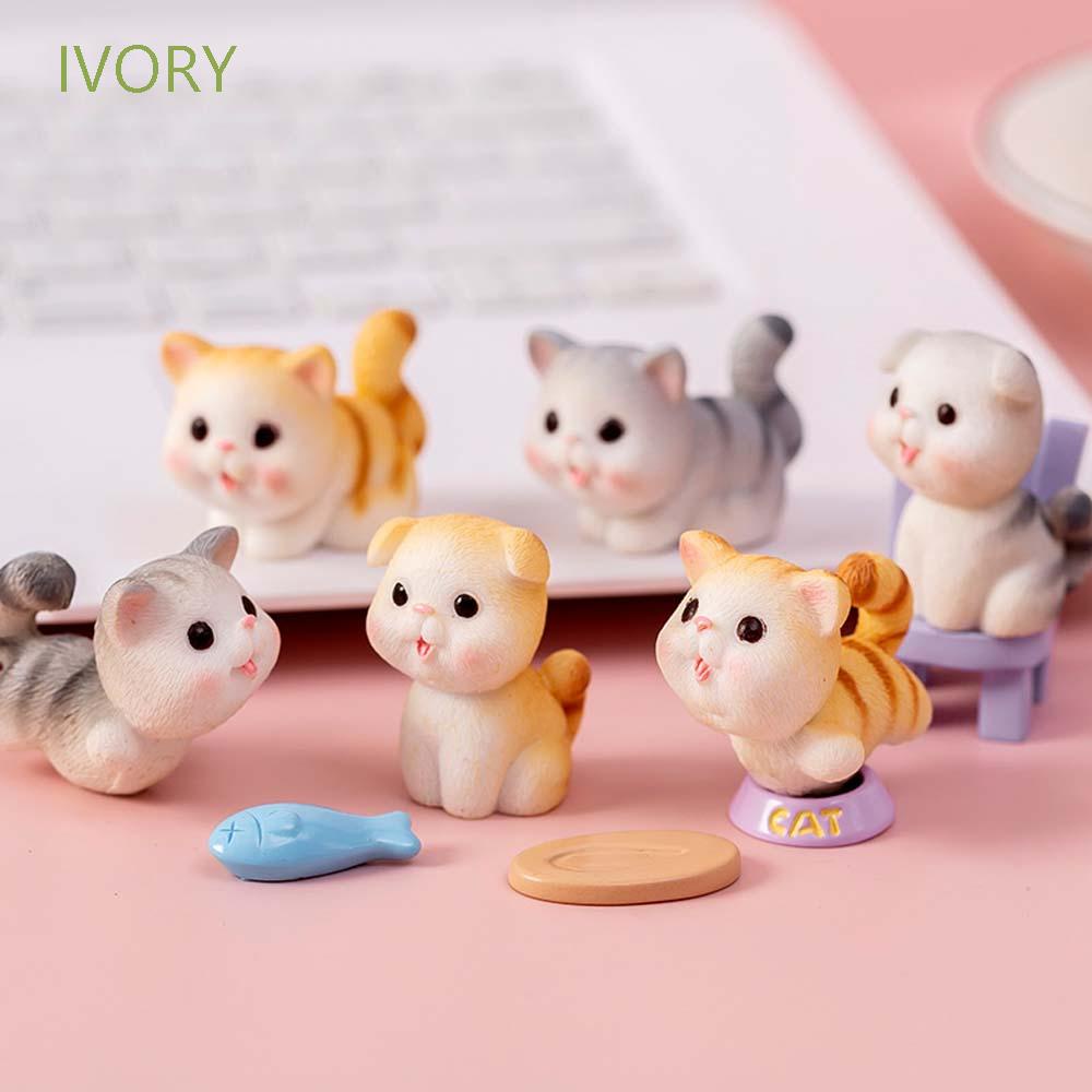 Tượng mèo con hoạt hình bằng nhựa resin dùng trang trí tiểu cảnh