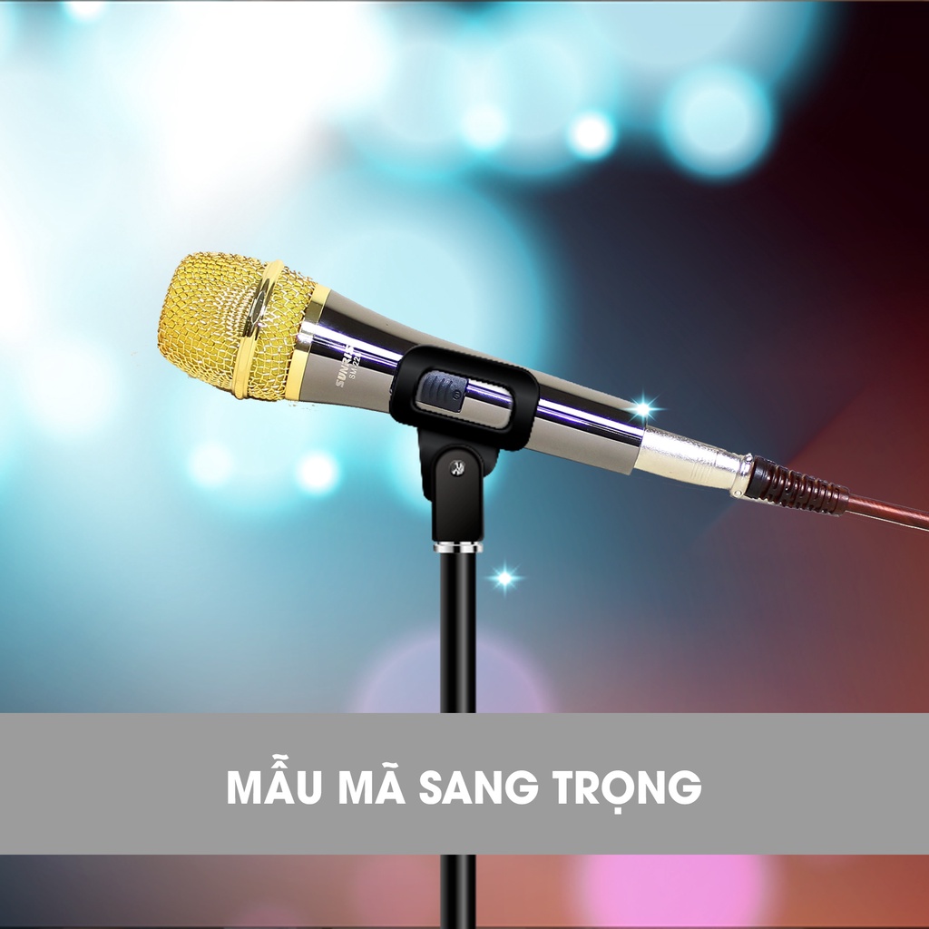 Micro karaoke có dây chính hãng Sunrise SM-228 đầu mic chất lượng cao, thân kim loại kèm dây zin dài 8m chống gãy bền bỉ