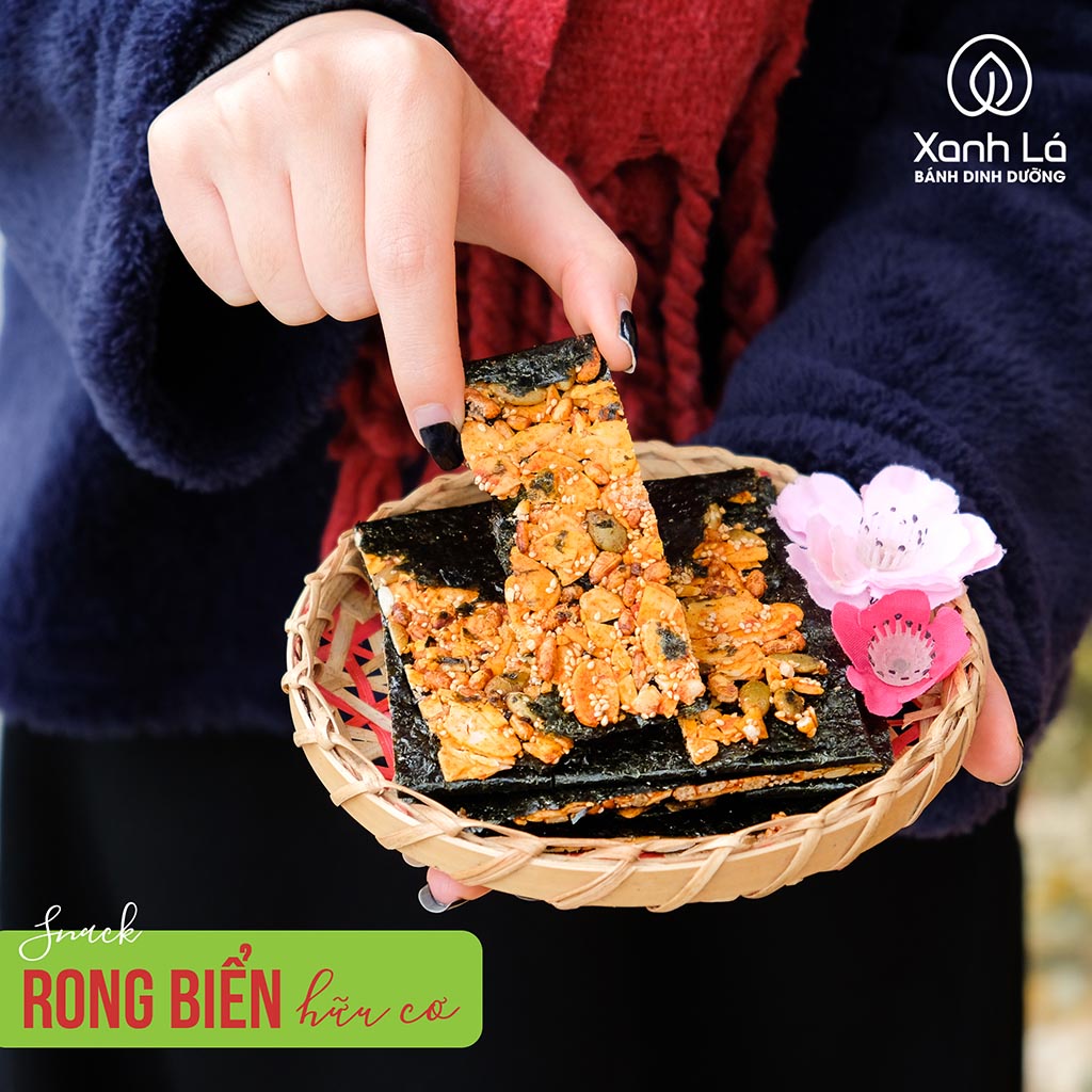 Bánh rong biển gạo lứt Xanh Lá mix hạt dinh dưỡng giảm cân, ăn kiêng, ăn vặt healthy không chất bảo quản