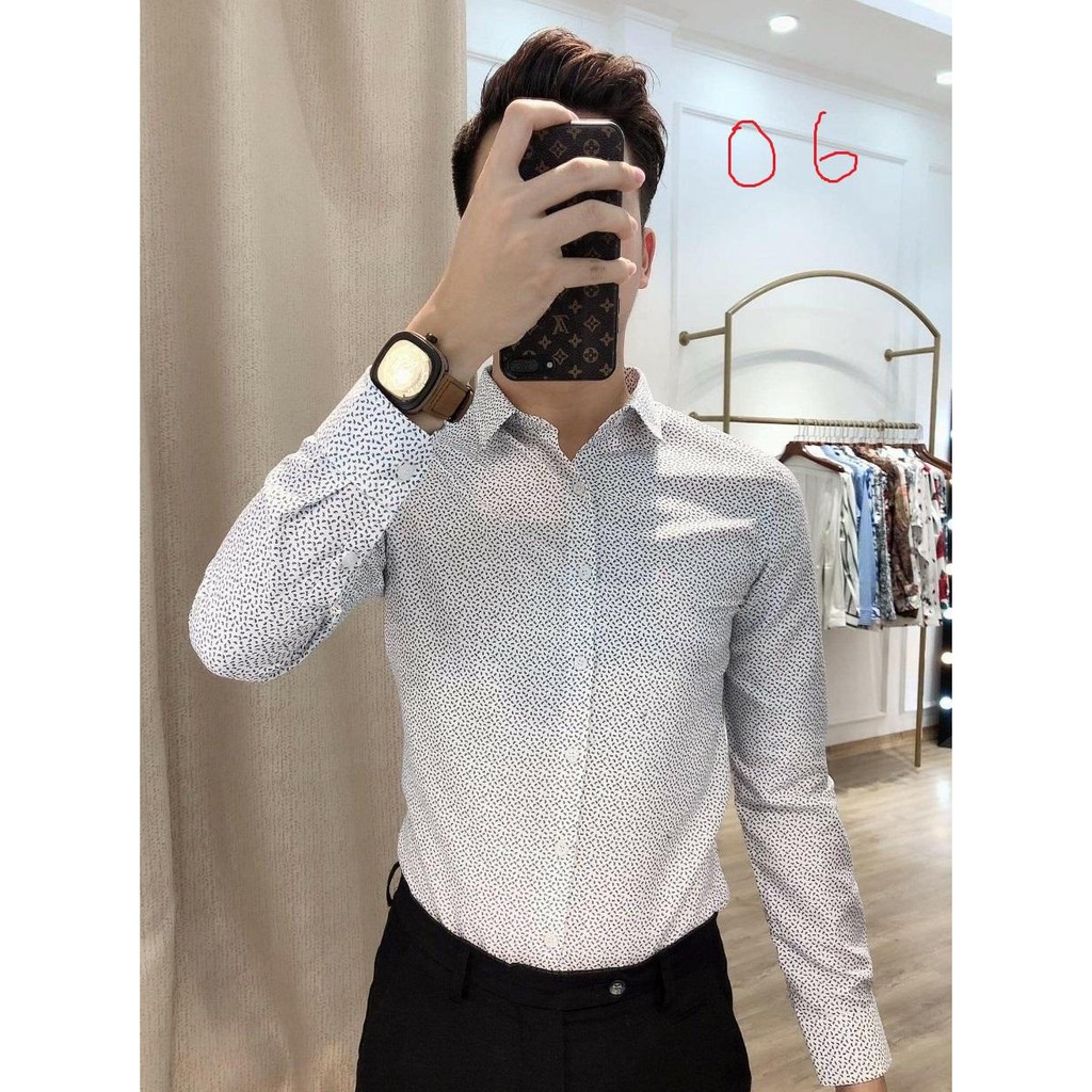 Sơ mi dài tay họa tiết nam  chất đẹp dáng vừa thích hợp với mọi lứa tuổi | BigBuy360 - bigbuy360.vn