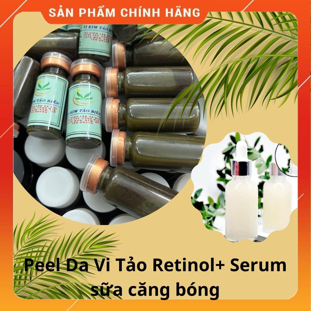 (Tặng serum sữa căng bóng) peel da vi tảo retinol xóa nám tàn nhang mụn thâm đen sạm không xưng không đau