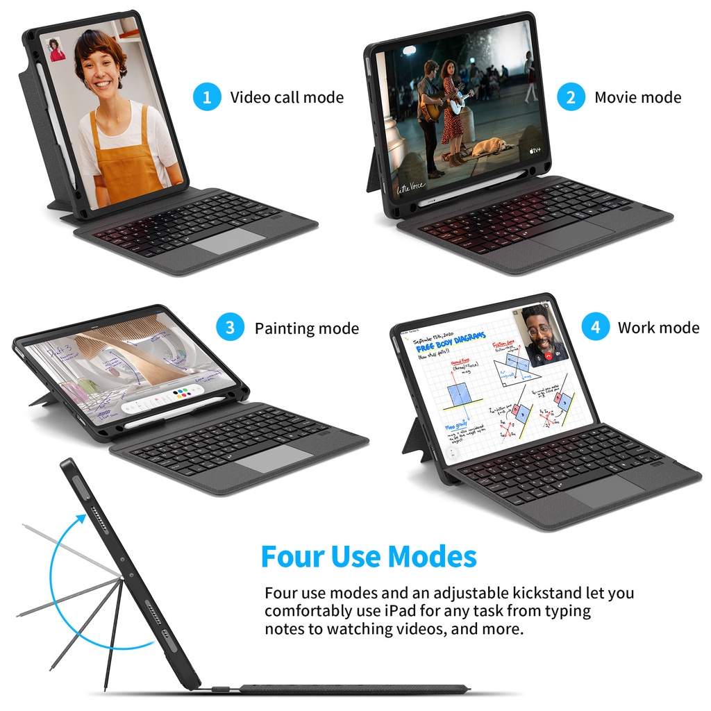 Bao da bàn phím WIWU Mag Touch Keyboard cho IPad Gen 9 / 10 2022 / Pro 11 / 12.9 inch M1 / M2 / Air 4 / 5 10.9 inch