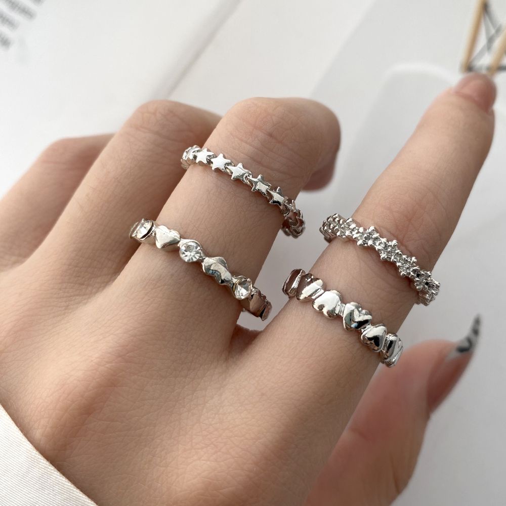 Set Nhẫn Cặp Đôi Hình Trái Tim Thời Trang Cổ Điển