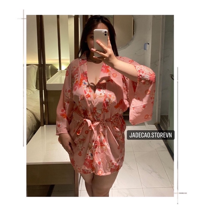 KIMONO HOA ĐÀO CAO CẤP BIG SIZE