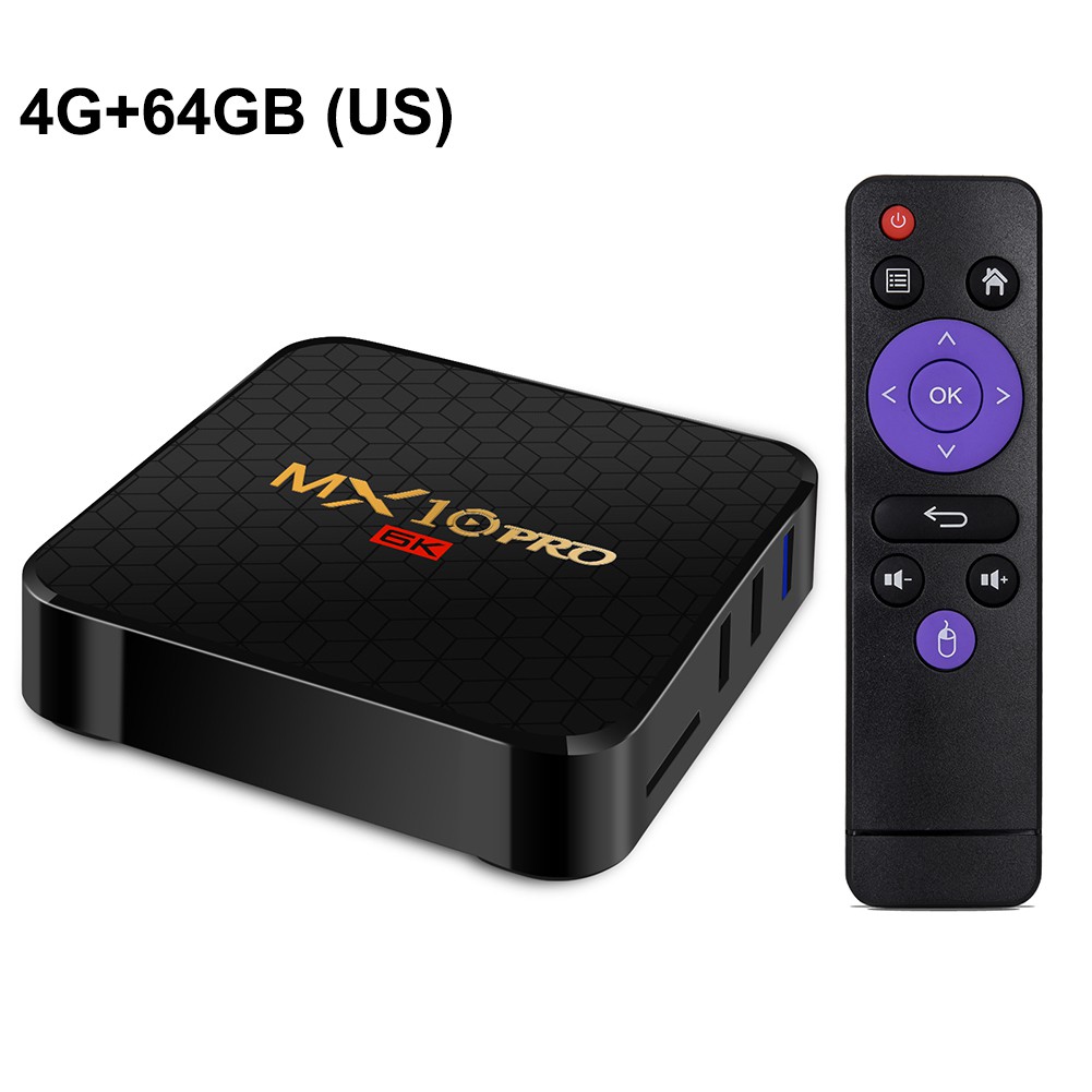 Thiết bị chuyển đổi TV thường thành smart TV mx10 Android 9.0 TV Box 4GB 64GB Bluetooth 6k CPU 4 nhân WiFi Media Player