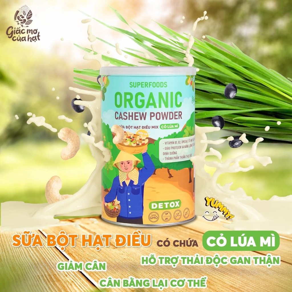 Sữa bột hạt điều Giấc mơ của hạt 300g ( vị lúa mì, socola, đậu rồng...)