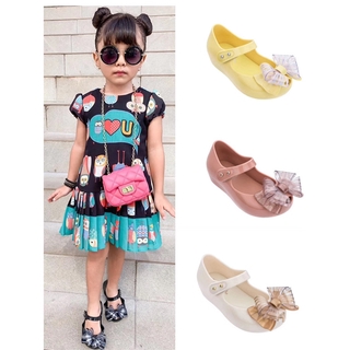 Melissa Children's Shoes 2020 Brazil Authentic Transparent Double-layer Bow Fragrant Sandals for Girls and Boys AWK