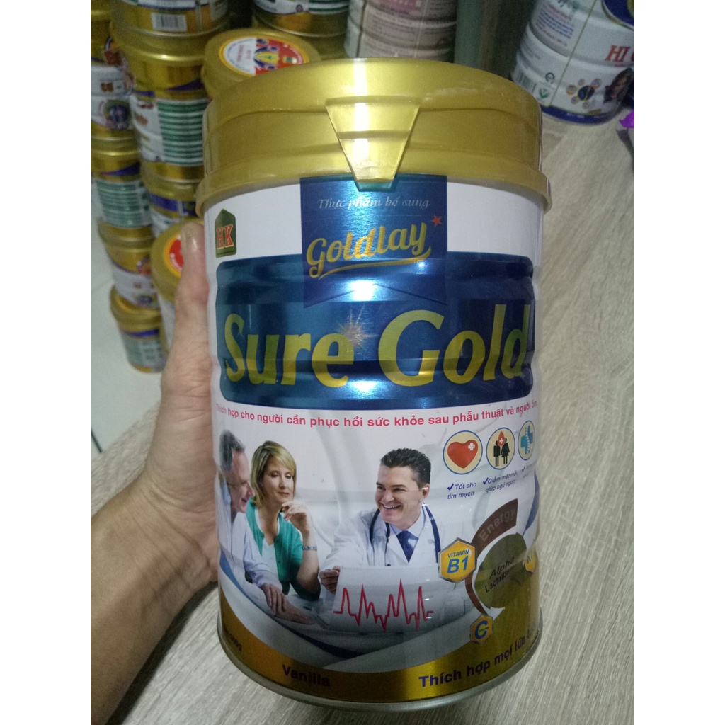 (Mẫu mới) Sữa Goldlay Sure Gold dinh dưỡng đặc biệt 900g giúp phục hồi sức khỏe, người già ăn uống kém