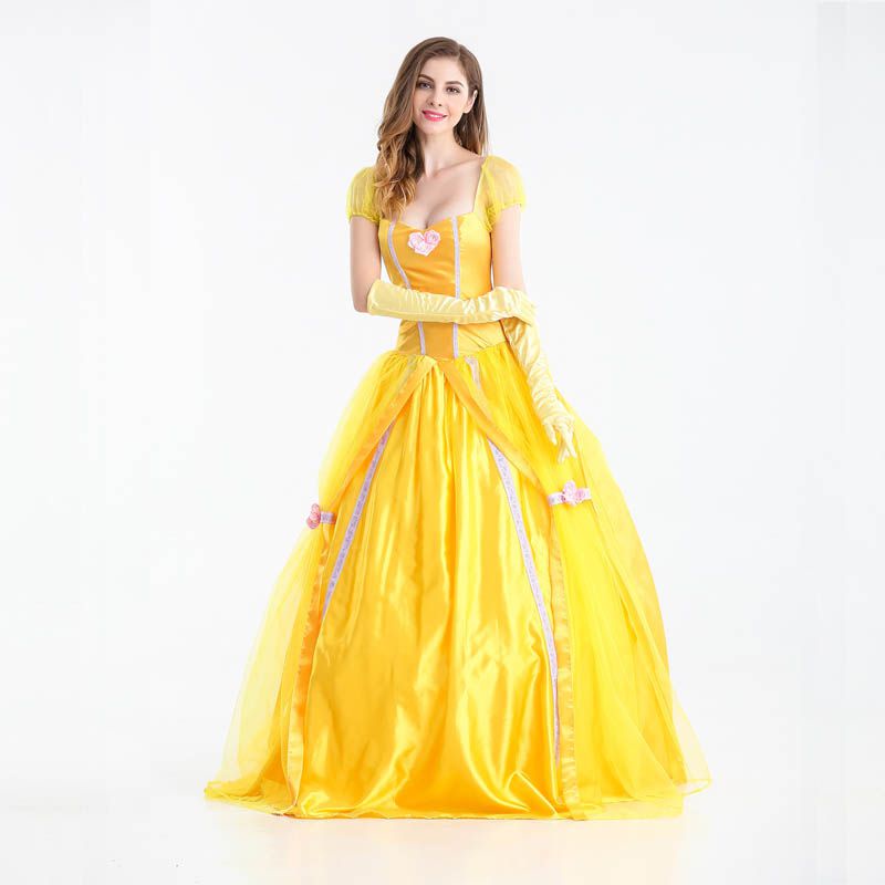 Disney Princess Belle Cosplay Costume Beauty And The Beast Halloween Party Dress Up For Girl Matching Dresses Parent-child Dress