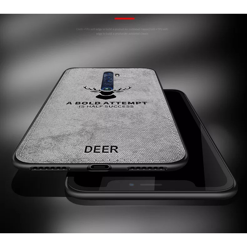Ốp lưng Oppo Reno 2F chống sốc vải đầu hươu thời trang cao cấp