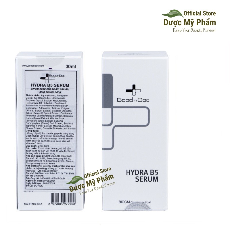 Serum B5 GOODNDOC HYDRA dưỡng ẩm làm sáng da 30ml