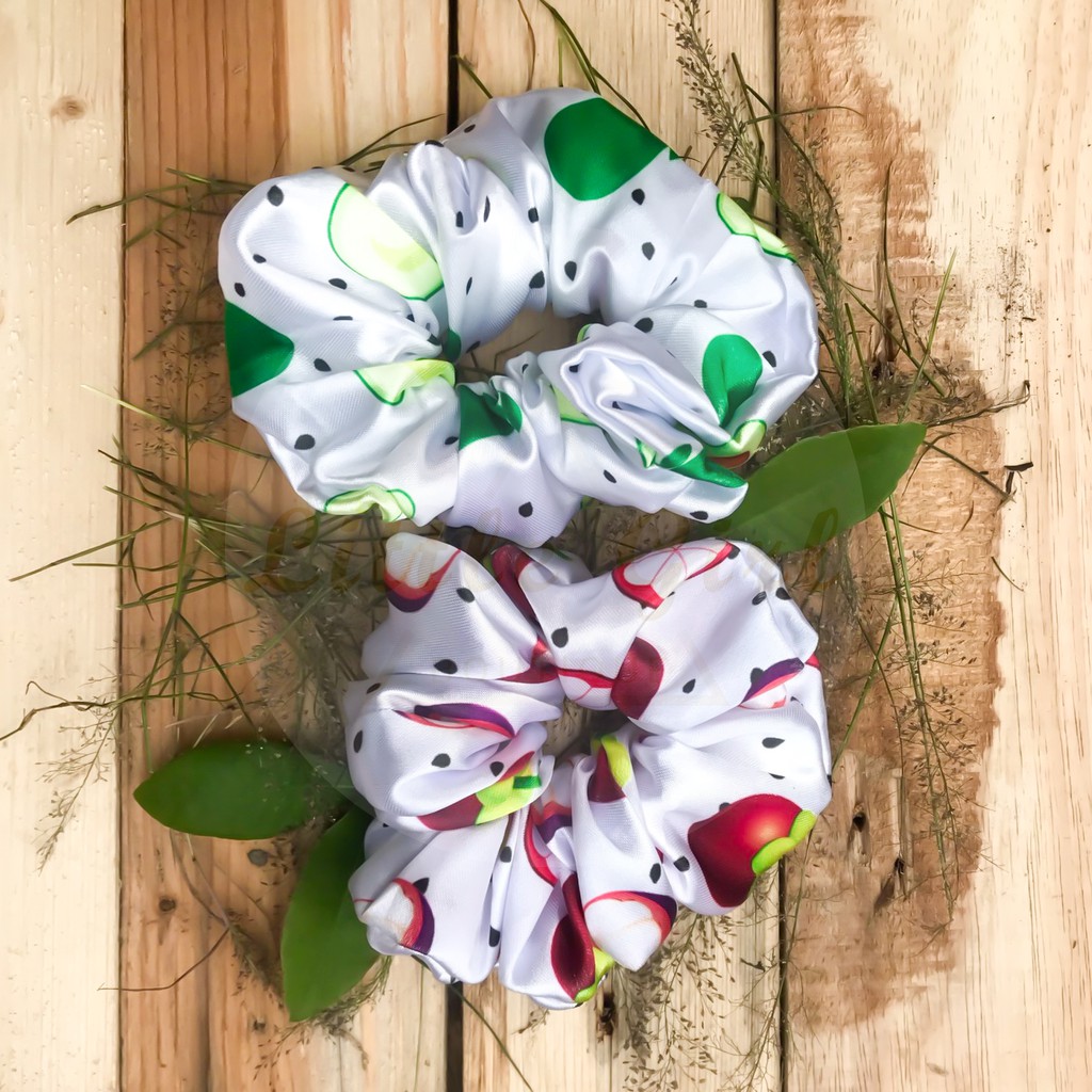 [Hot Trend] Cột Tóc Vải Scrunchies Hoa Quả Tropical Summer Hot Trend - Bộ sưu tập Thu - Đông cho nàng!