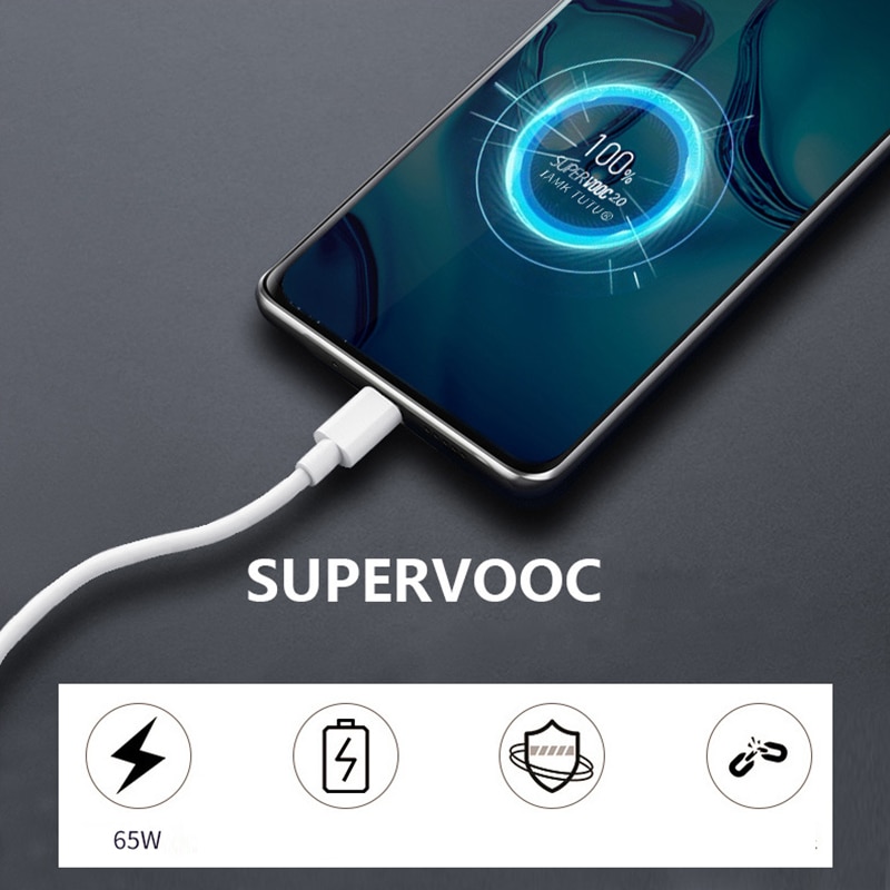 Dây cáp sạc nhanh Type-C 65W 6.5A cho Oppo Realme X 5 6 X50 X3 X5 Pro X50T V5 C3