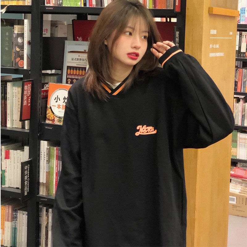 Áo sweater tay dài dáng rộng thời trang mùa thu cho nữ 2021 | BigBuy360 - bigbuy360.vn