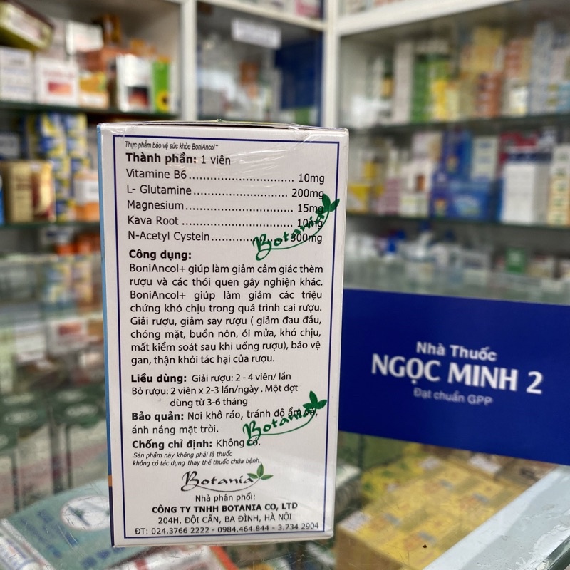 ✅ [Chính Hãng] Boni Ancol giảm cảm giác thèm rượu Hộp 60 viên