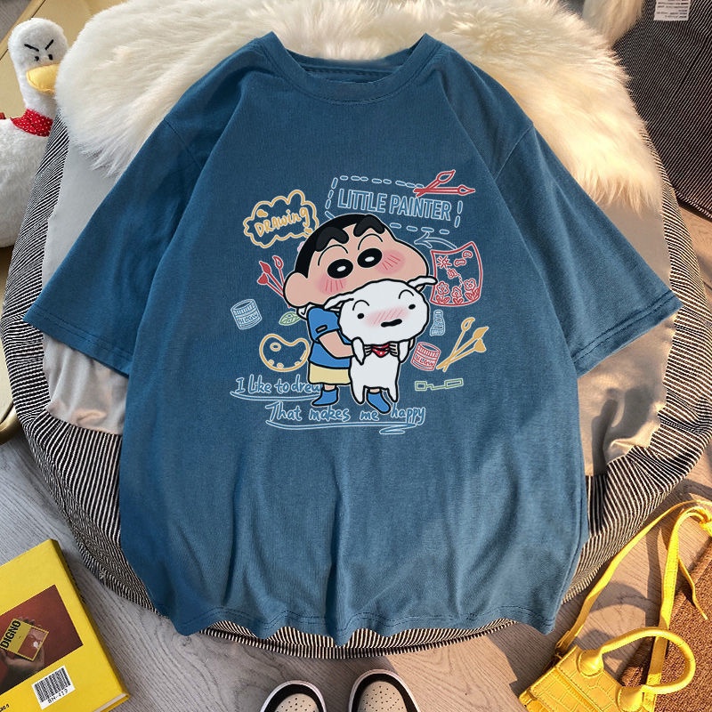 Áo Thun Cotton Tay Ngắn Dáng Rộng In Hình Cậu Bé Bút Chì Shin-Chan Phong Cách Thời Trang Mùa Hè Hàng Mới 2022 Dành Cho Nữ