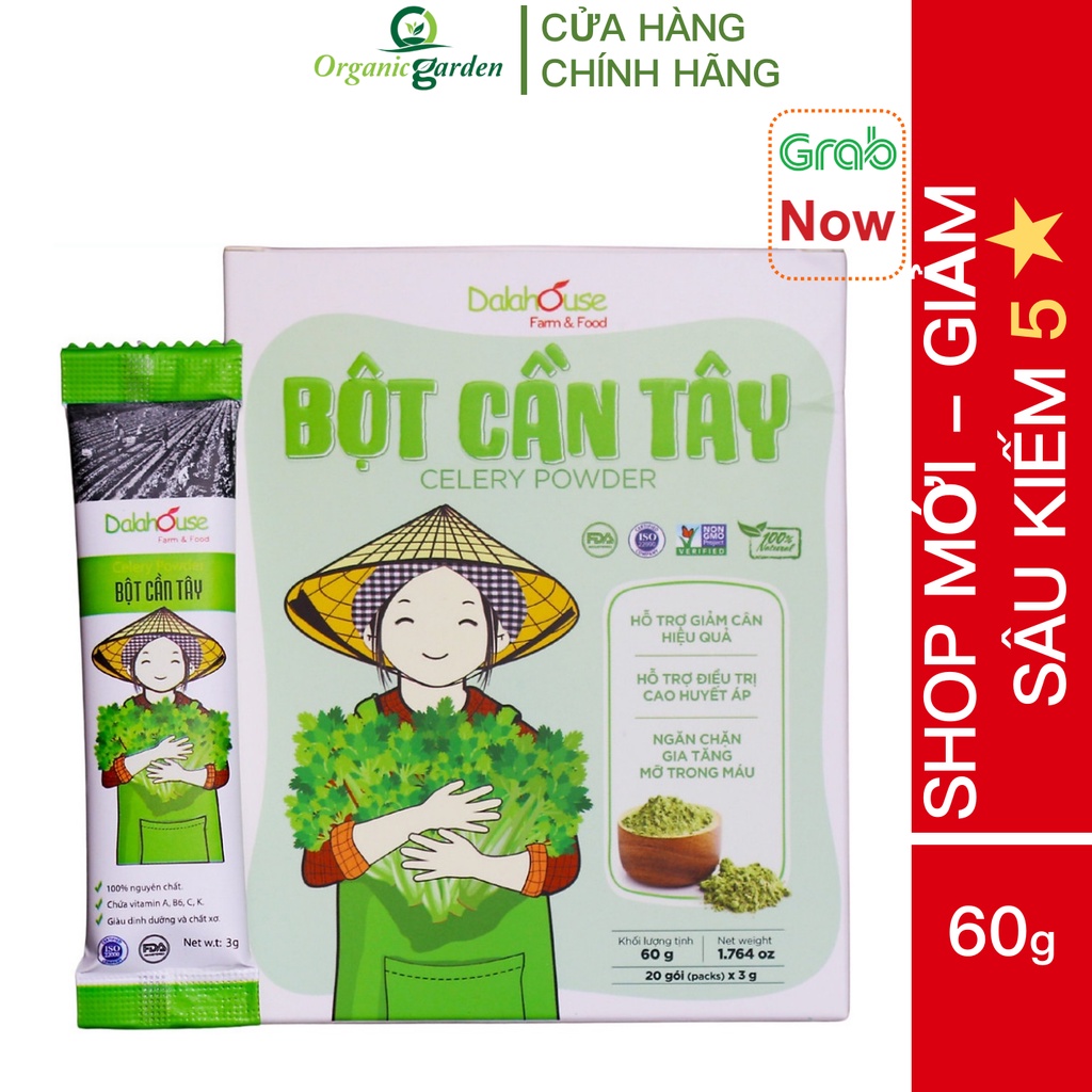 Bột Cần Tây Dalahouse Hộp 60g  - Nguyên chất sấy lạnh