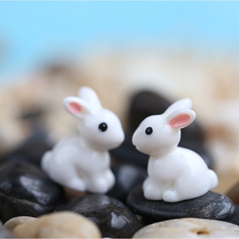 Bộ 10 mô hình thỏ trắng mini trang trí sân vườn xinh xắn
