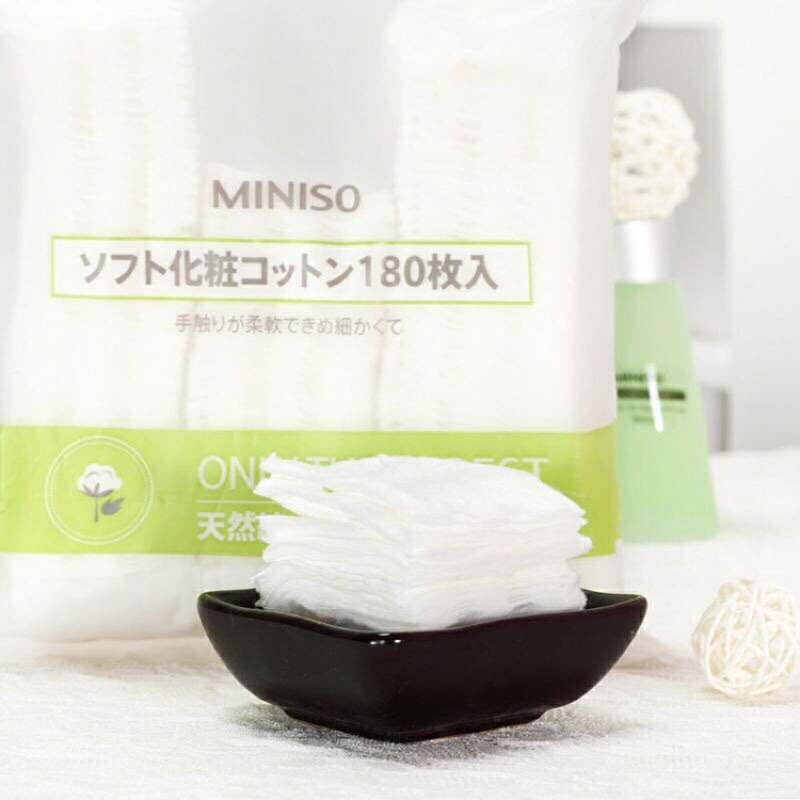 Bông tẩy trang Miniso 180 miếng mềm mại chất liệu Cotton
