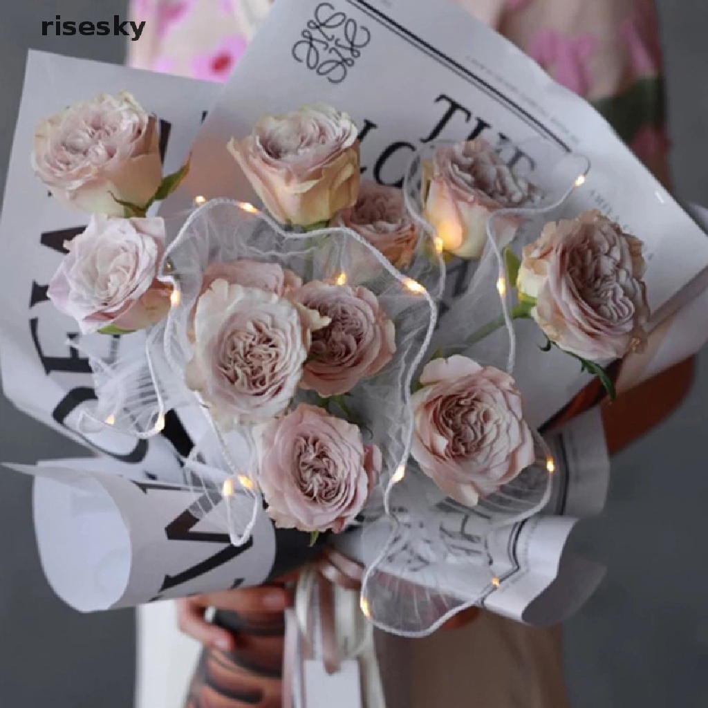 [risesky] Bó Hoa Cưới Vải Lưới Xếp Ly Gợn Sóng Thủ Công ♨Trên đó