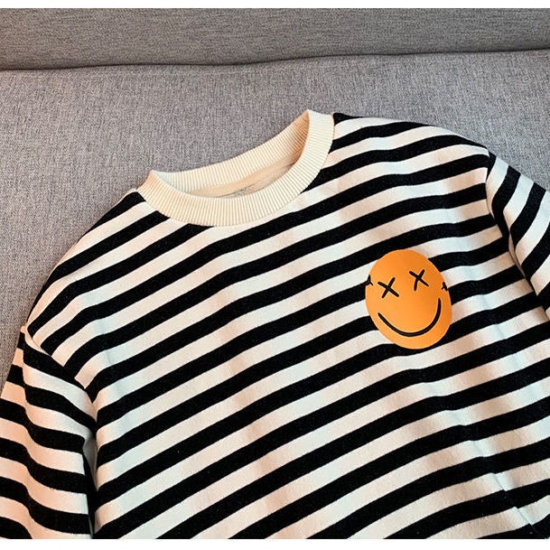 Bộ Đồ Cotton Nguyên Chất Họa Tiết Kẻ Sọc Thời Trang Mùa Thu Hàn Quốc Mới Cho Bé Gái