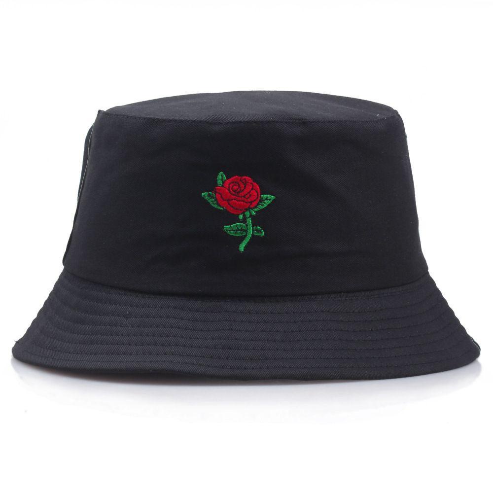 Nón Bucket Thêu Hoa Hồng Cầu Vồng Thời Trang Nữ
