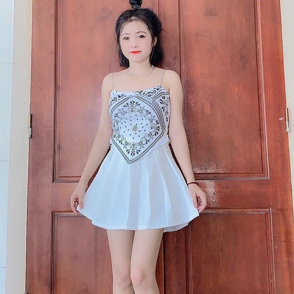 Áo hai dây kiểu yếm nhọn màu thổ cẩm cực xinh , chất thổ cẩm mềm mịn