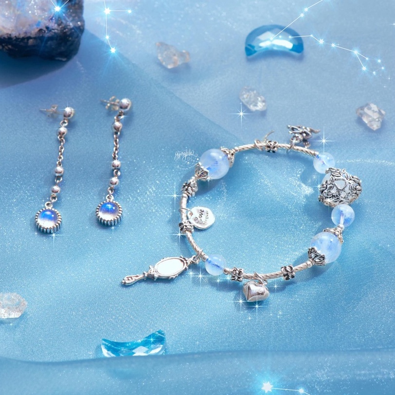 Bông Tai Bạc 925 Đá Ánh Trăng Moonstone Thiên Nhiên Phong Thủy May Mắn Không Kị Mệnh SP003245 Gypsy.lala