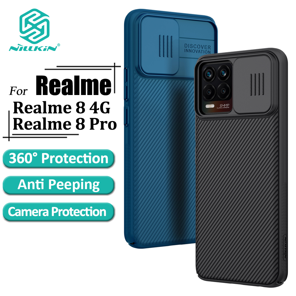 Ốp Điện Thoại NILLKIN PC Cứng Với Nắp Trượt Camera Bảo Vệ Quyền Riêng Tư Sang Trọng Cho Realme 8 4G/Realme 8 Pro