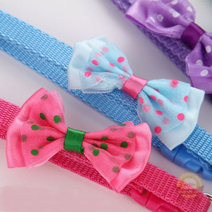 Vòng cổ nơ dễ thương cho thú cưng chó mèo bản to 1cm có đính chuông kêu lơ nhiều màu cute dễ thương