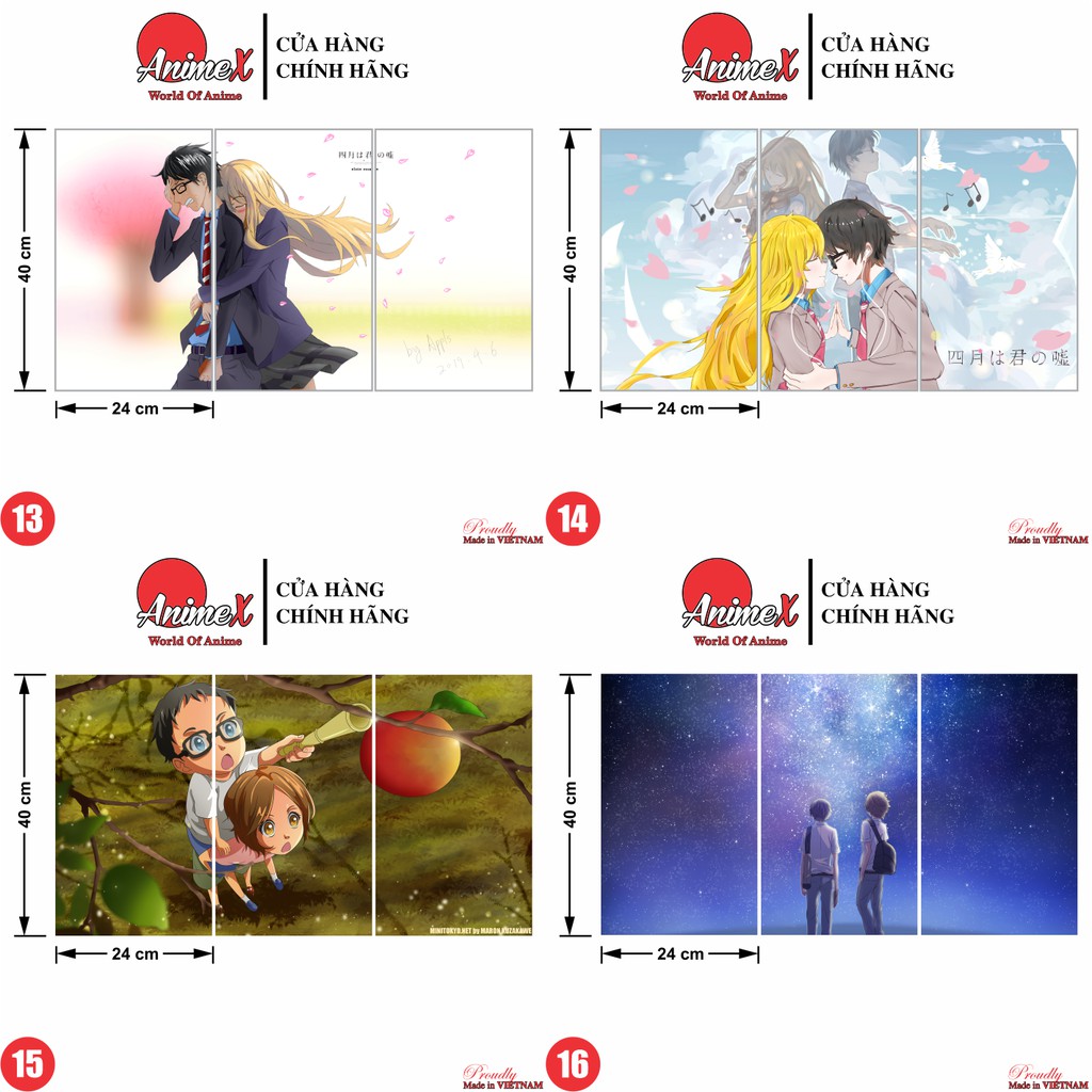 Combo 2 Tấm Poster Áp Phích A3 Anime Your Lie In April - Lời Nói Dối Tháng Tư - Shigatsu Wa Kimi No Uso By AnimeX