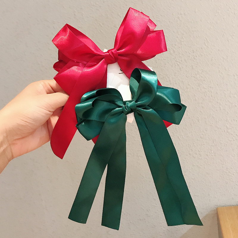 Kẹp tóc đính nơ ruy băng xinh xắn phong cách nữ tính