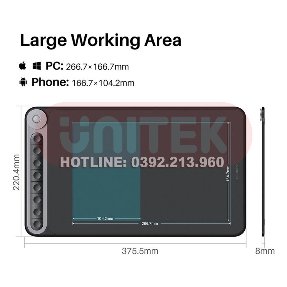 Bảng Vẽ Điện Tử HUION iQ620M Kết Nối Không Dây Wireless 2.4G