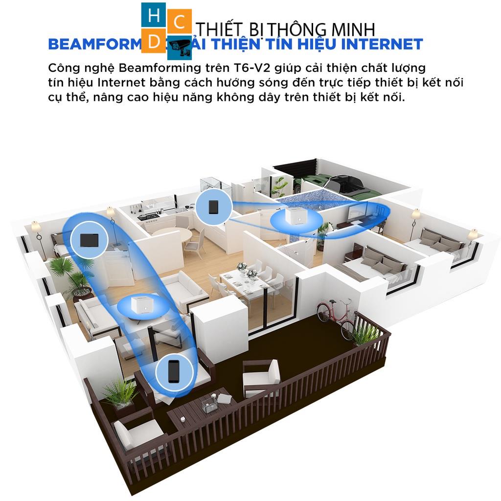 Bộ phát wifi Mesh gia đình chuẩn AC 1200Mbps TOTOLINK T6-V2 2 pack