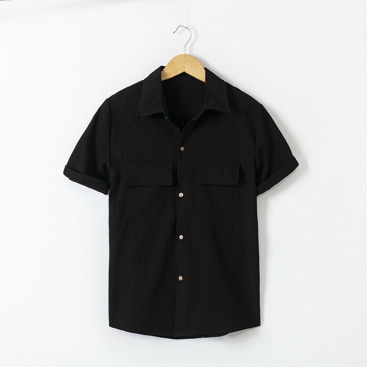 Áo đũi nam cộc tay, áo sơ mi đũi nam cộc tay cao cấp cổ bẻ chất đũi mát mẻ Y2 | BigBuy360 - bigbuy360.vn