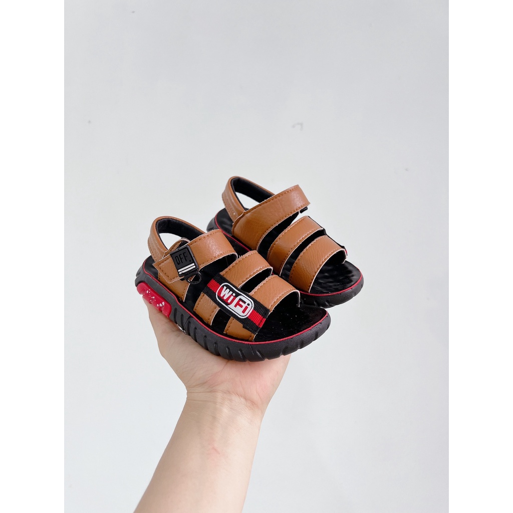 sandal bé trai - dép quai hậu cho bé 3 quai da đế mềm, êm mùa hè, đi học chống trượt 925 ( ảnh thận)
