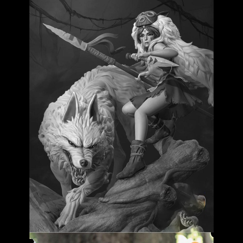 Mô Hình Princess_Mononoke Bằng Chất Liệu Nhựa Resin - Cao 18cm
