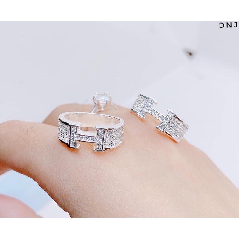 Nhẫn nữ bạc chữ H đính đá sang trọng chuẩn bạc ta - Kho sỉ bạc Nhất Linh