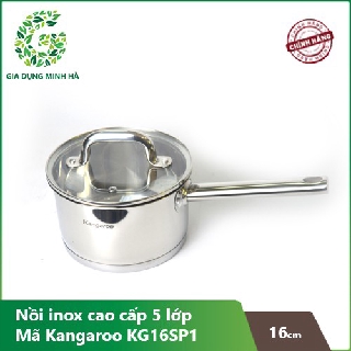 Nồi inox vung kính cầm tay Kangaroo KG16SP1 - size 16 cm – Sản phẩm chính hãng