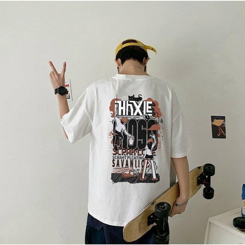 Áo thun phông logo tay nam nữ PINK tay lỡ form rộng SAVAN Unisex