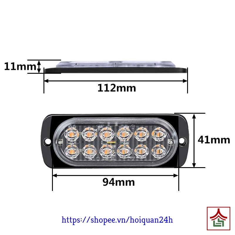 Đèn Nháy Chớp Police Cảnh Sát 12 Led 24 Led Vỏ Nhôm Chống Nước