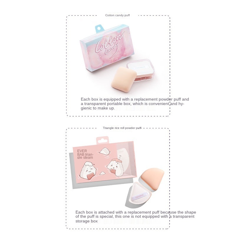 Mút trang điểm Everbab cotton siêu mềm kiểu dáng thời trang màu kẹo cao cấp
