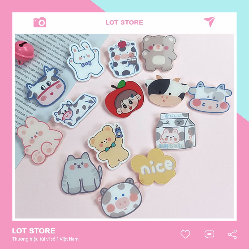 Pin cài áo cute sticker phụ kiện trang trí áo balo túi vải LOT STORE ST100