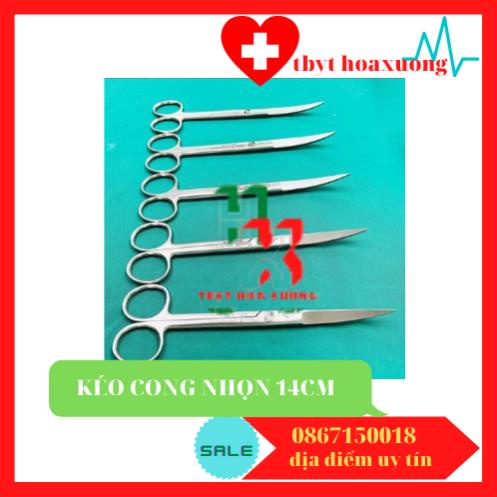 [Hàng Cao Cấp] Kéo Y Tế Cong Nhọn 2 Đầu 14cm - Kéo Cắt Chỉ  Pakistan