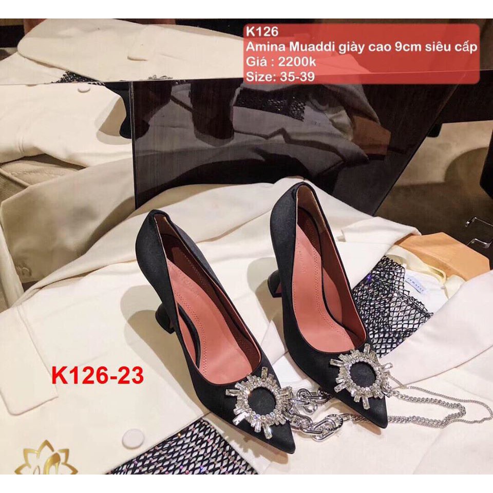 K126-23 Amina Muaddi giày cao 9cm siêu cấp