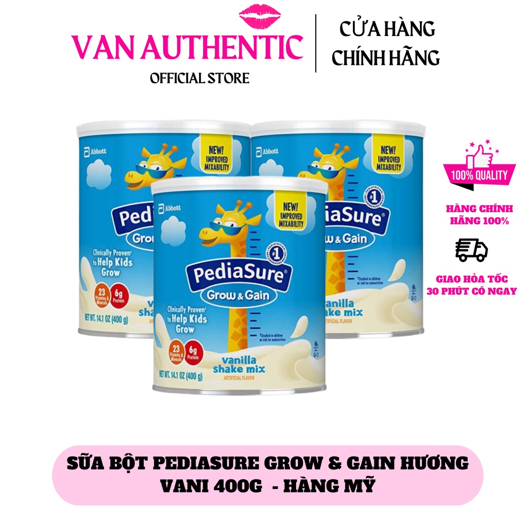 Sữa bột dinh dưỡng PediaSure Grow & Gain hương Vani 400gr hàng Mỹ  date 2023