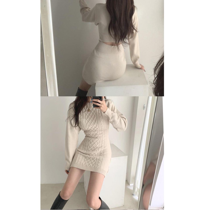 Đầm sweater dệt kim dáng ôm phong cách thu đông 2021 gợi cảm dành cho nữ