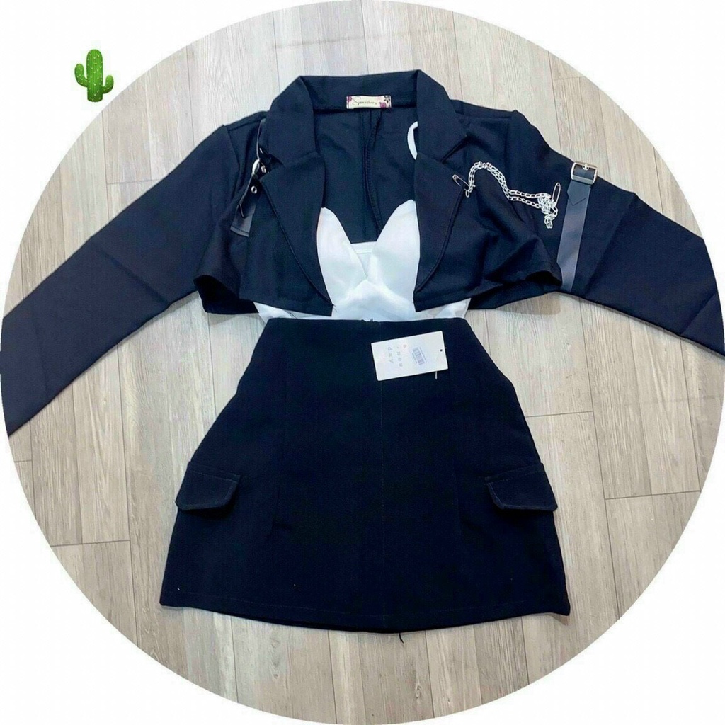 áo kiểu vest phối xích dài tay