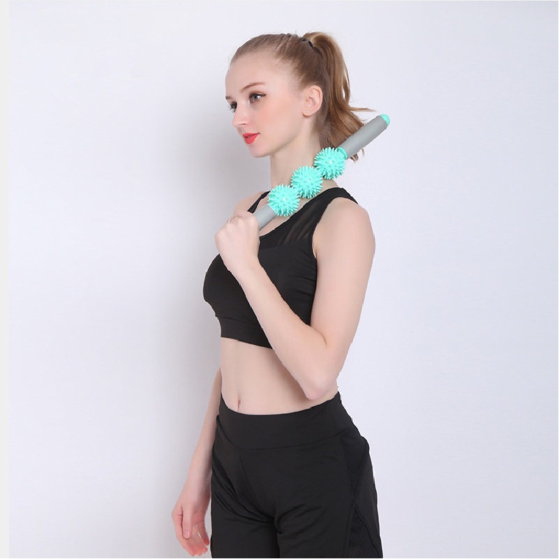 Gympro Double Color  Massage Stick Ná Cao Su Không độc hại Bền Nhựa Thể Dục Yoga Stick Dụng Cụ Massage Tay 3 bóng 5 bóng Muscle Roller Stick